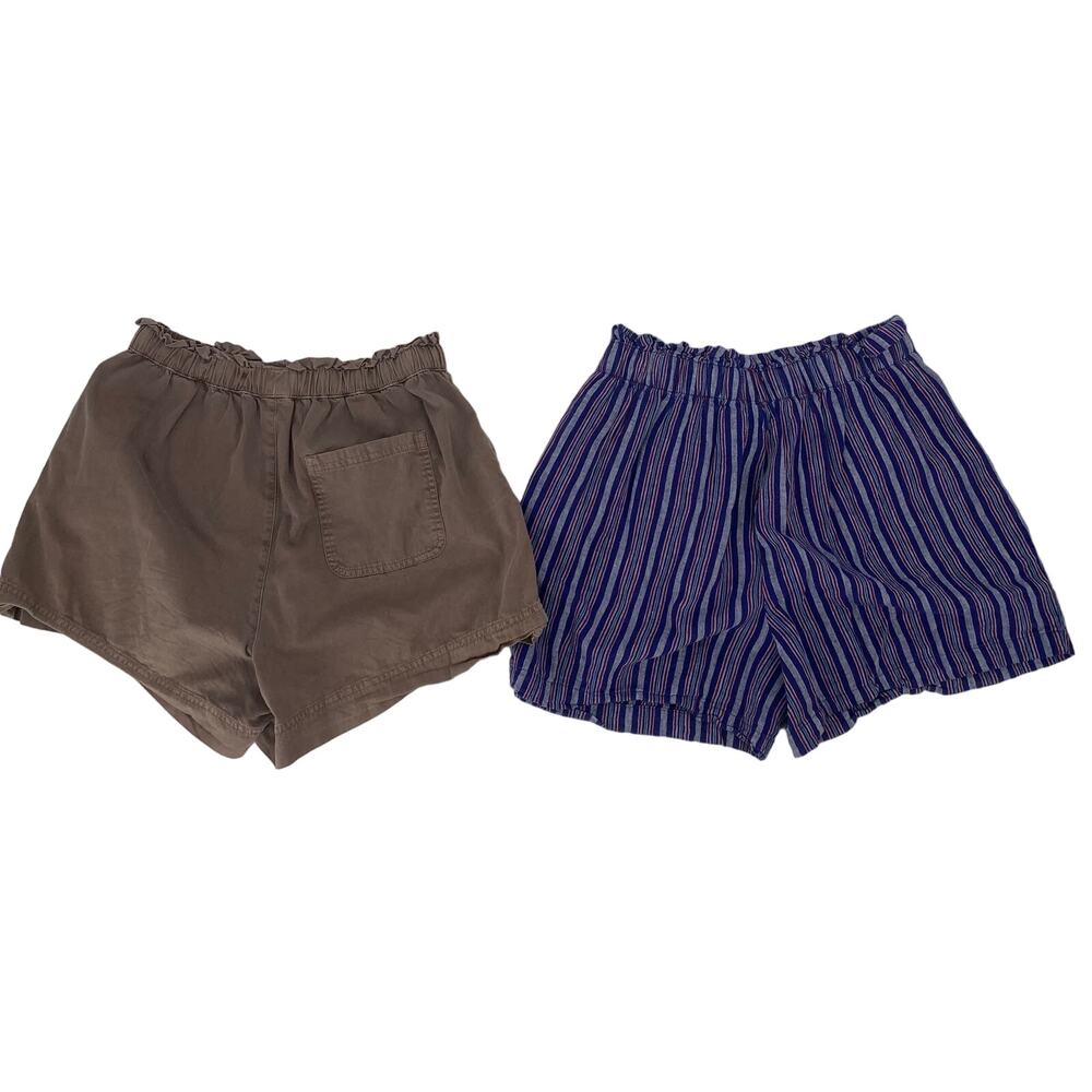 2 pair Womens SZ Medium Short Cotton Aerie Falls Creek Cinch Tie Brown Blue - Picture 2 of 4